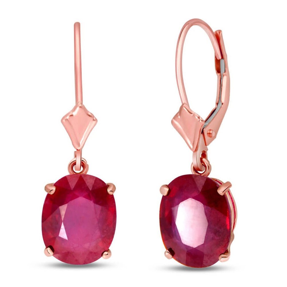14K. SOLID GOLD EARRING WITH NATURAL RUBIES - Picture 1 of 5
